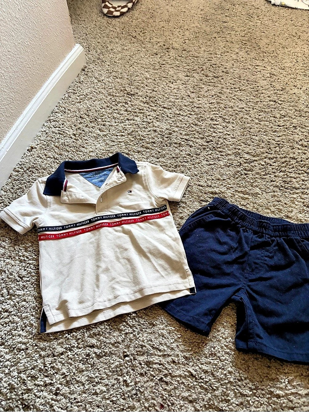 Tommy Hilfiger Toddler Boys Logo Stripe Polo and Shorts Set